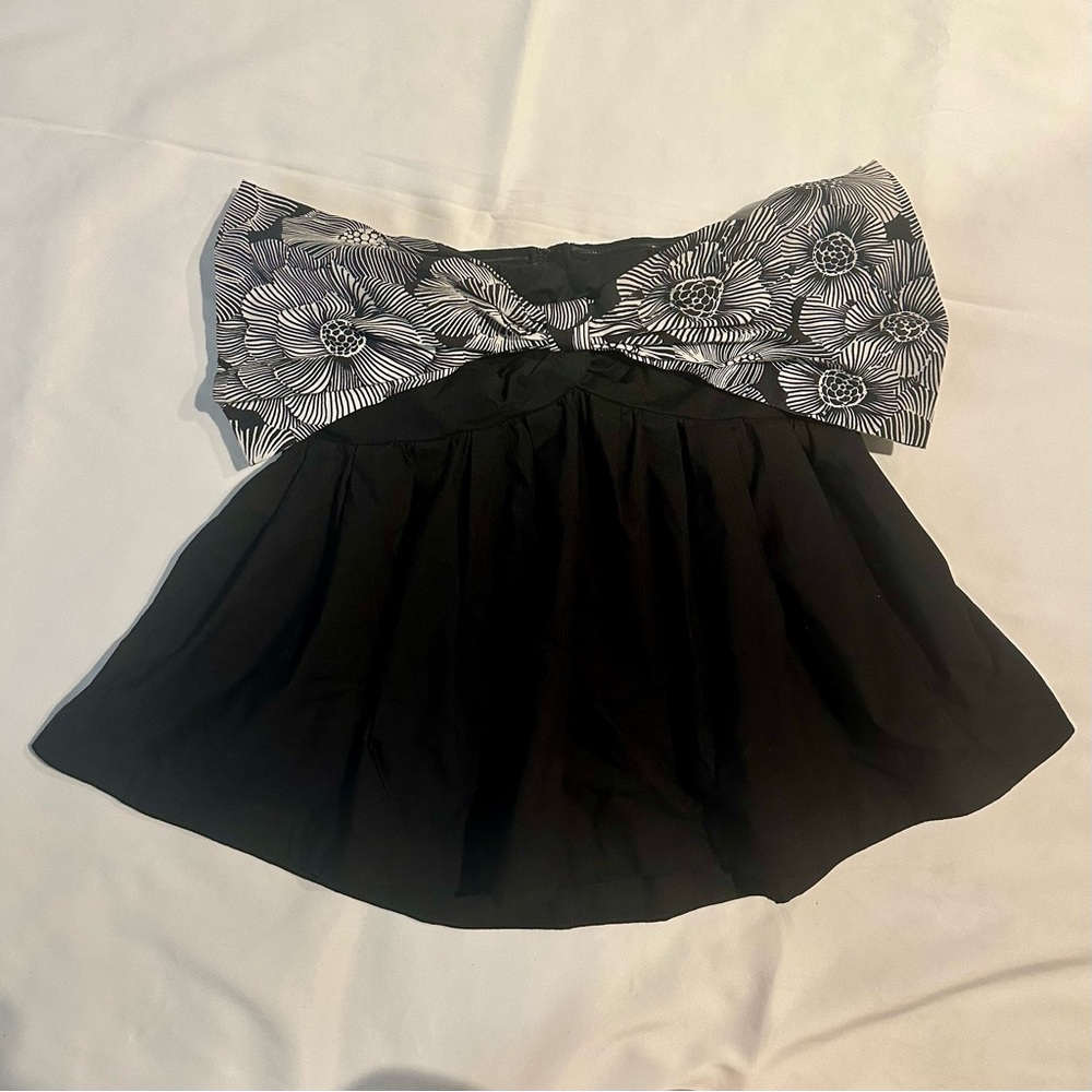 Express Tube Top Floral Strapless Bow Peplum Sz Small - Picture 3 of 8